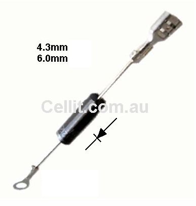 MICROWAVE OVEN HIGH VOLTAGE RECTIFIER DIODE 350mA. HV05-12. 4.3mm SPADE - Click Image to Close