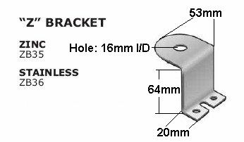 STAINLESS STEEL Z ANTENNA BRACKET - Click Image to Close