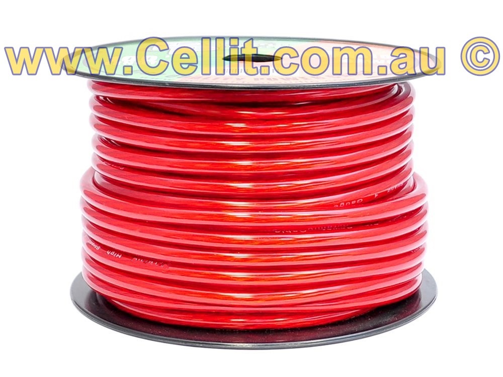 4AWG - 180Amp. 30m REEL RED DC POWER HEAVY DUTY AUTO CABLE. AMPLIFIER WIRE, SOLAR ETC.