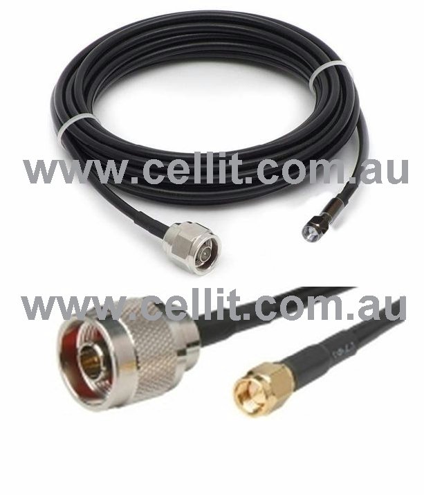 SMA Regular Male to N Male LL195 Low-Loss coax cable.