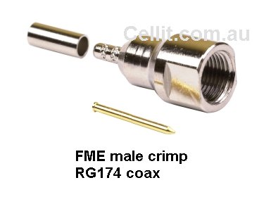 FME MALE CRIMP ON CONNECTOR. RG174 COAXIAL CABLE